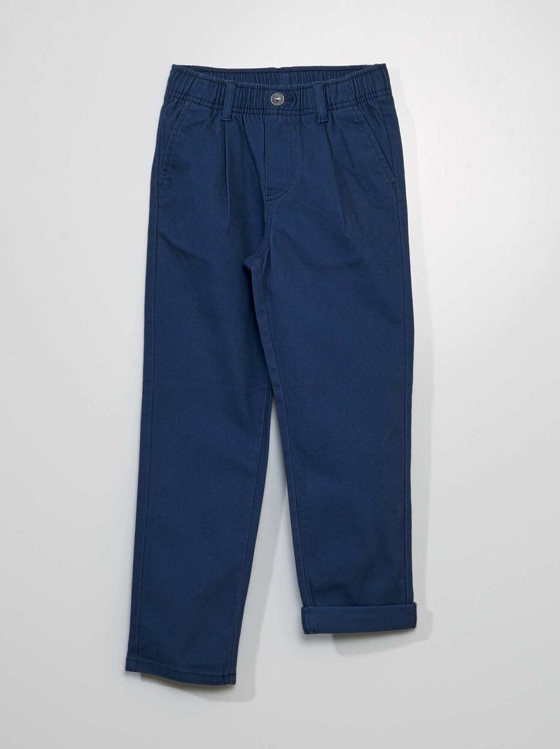 Pantalón chino de tejido elástico AZUL - Kiabi