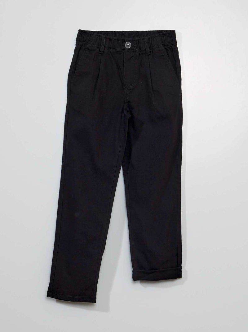 Pantalón chino de tejido elástico negro - Kiabi