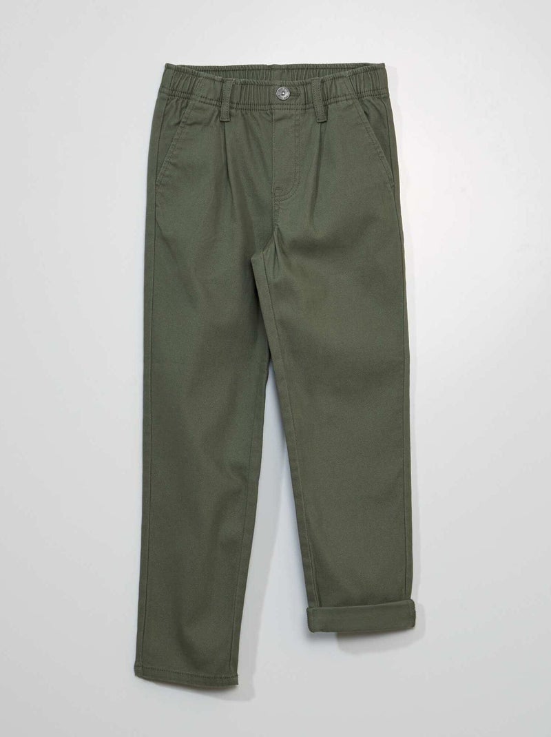 Pantalón chino de tejido elástico VERDE - Kiabi