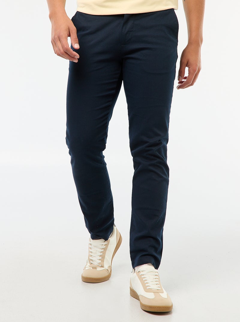 Pantalón chino de twill azul - Kiabi