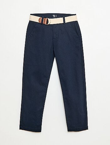 Pantalón chino de twill con cinturón - 2 piezas