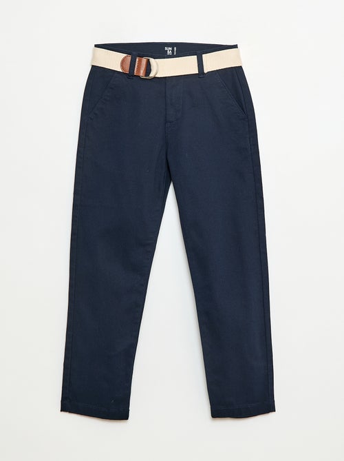 Pantalón chino de twill con cinturón - 2 piezas - Kiabi