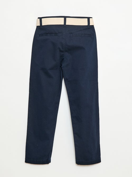 Pantalón chino de twill con cinturón - 2 piezas - Kiabi