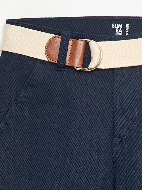 Pantalón chino de twill con cinturón - 2 piezas - Kiabi