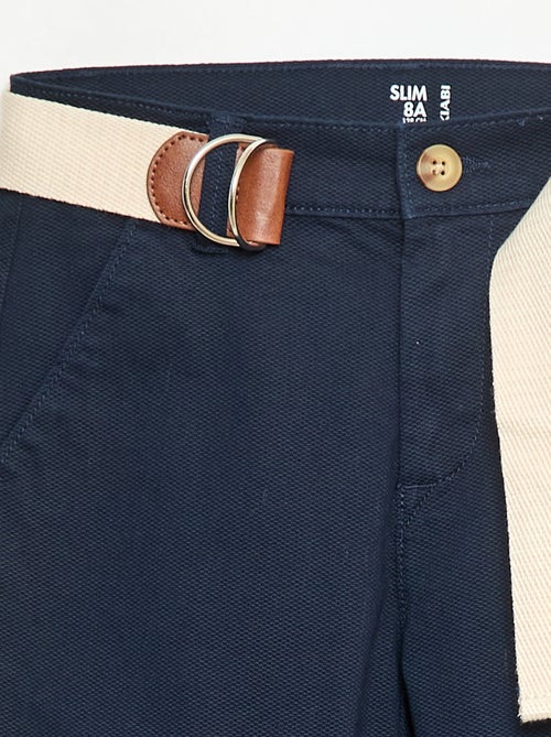 Pantalón chino de twill con cinturón - 2 piezas - Kiabi