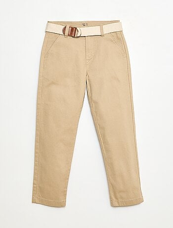 Pantalón chino de twill con cinturón - 2 piezas