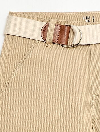Pantalón chino de twill con cinturón - 2 piezas