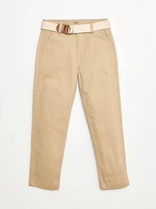 Pantalón chino de twill con cinturón - 2 piezas - Kiabi