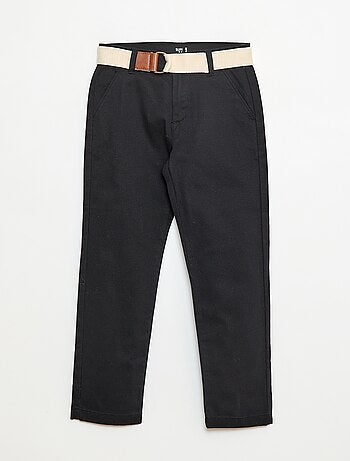 Pantalón chino de twill con cinturón - 2 piezas
