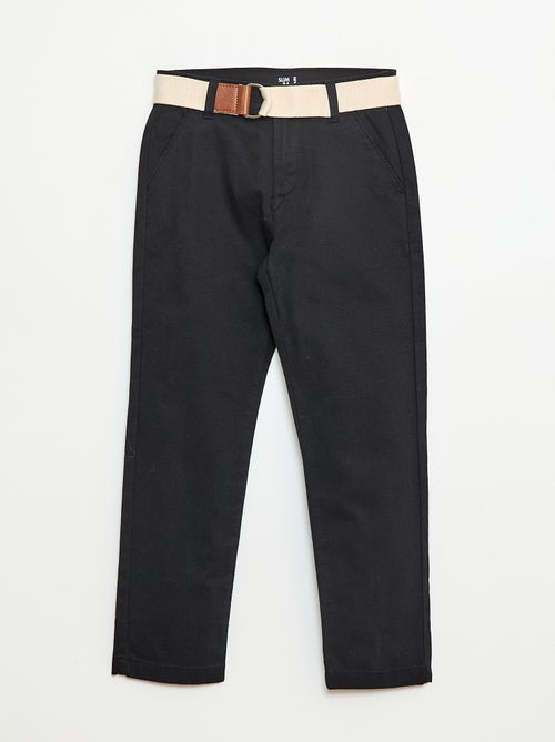 Pantalón chino de twill con cinturón - 2 piezas - Kiabi