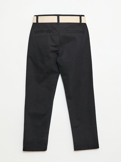 Pantalón chino de twill con cinturón - 2 piezas - Kiabi
