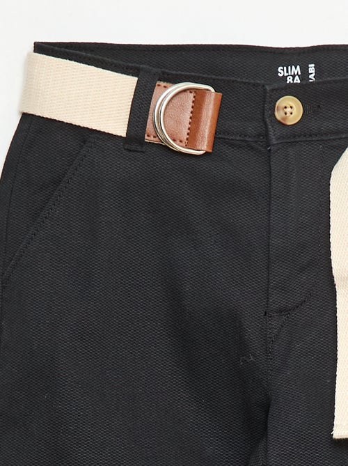 Pantalón chino de twill con cinturón - 2 piezas - Kiabi