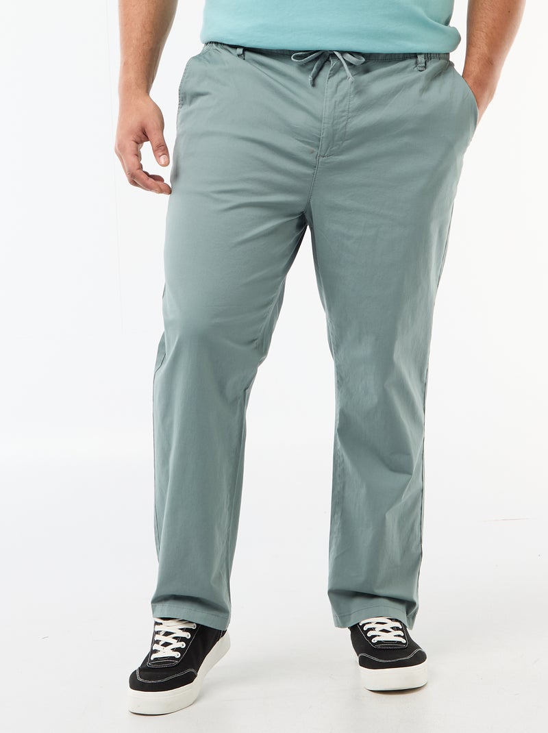 Pantalón chino en twill con cordones Azul - Kiabi