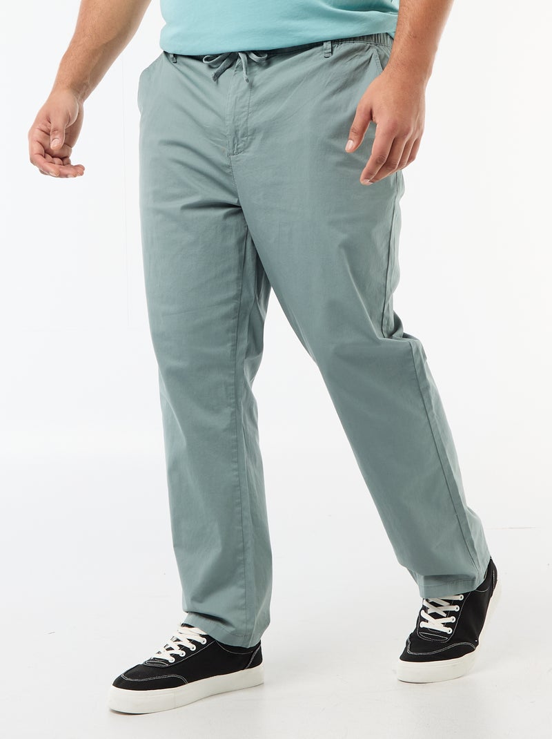 Pantalón chino en twill con cordones Azul - Kiabi