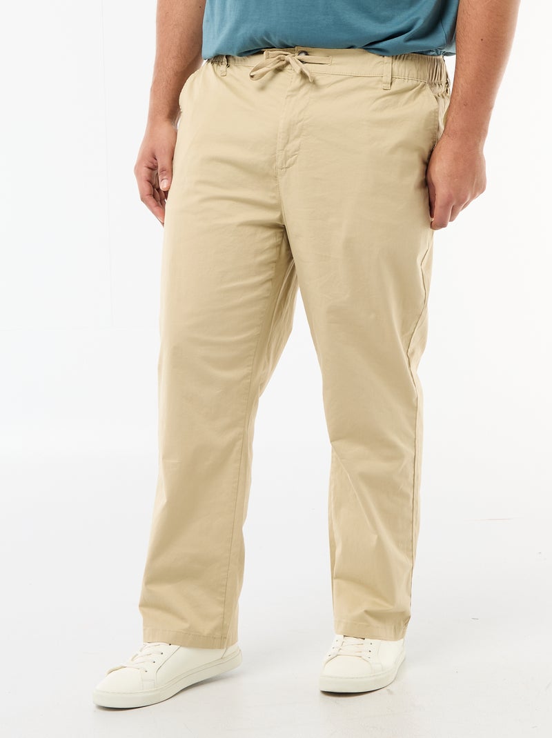 Pantalón chino en twill con cordones Beige - Kiabi