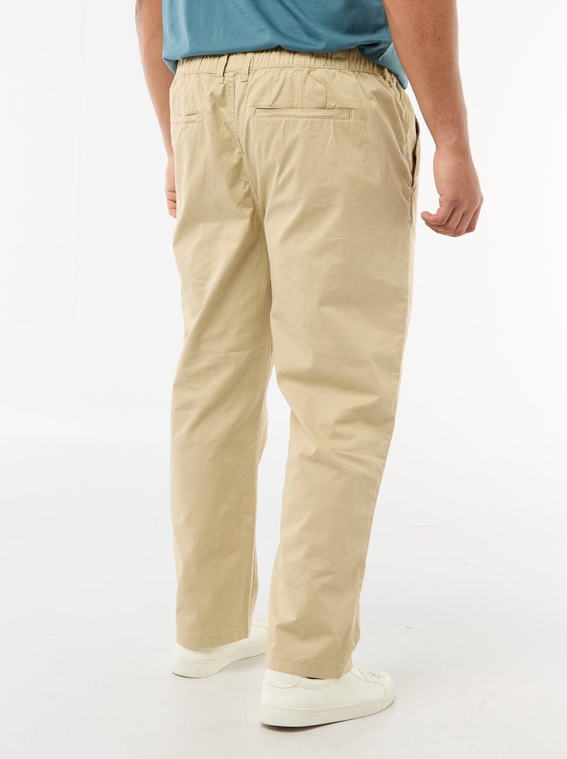 Pantalón chino en twill con cordones Beige - Kiabi
