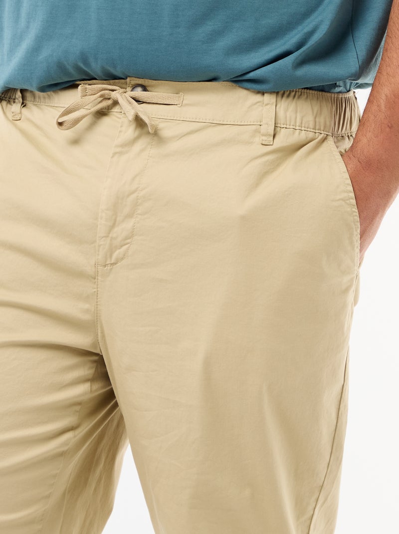 Pantalón chino en twill con cordones Beige - Kiabi