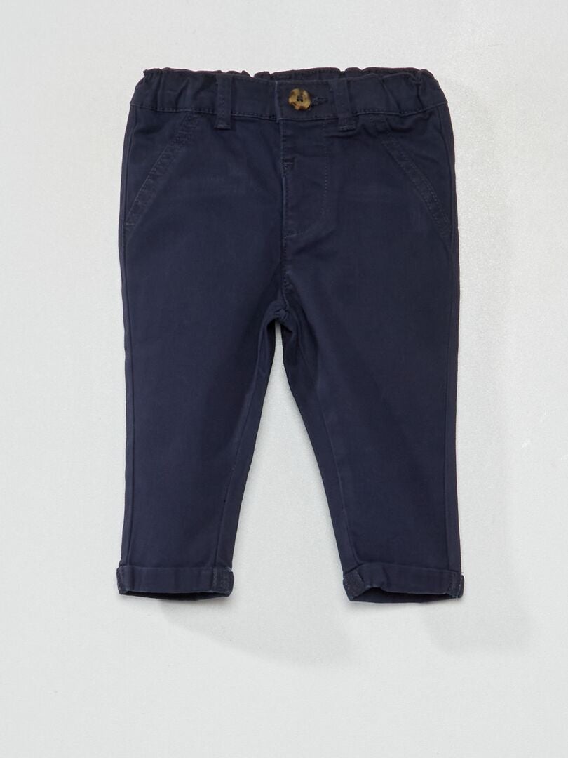 Pantalón chino liso azul - Kiabi