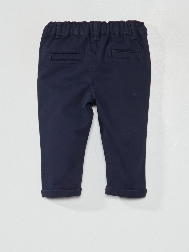 Pantalón chino liso azul - Kiabi