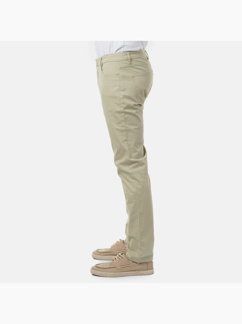 Pantalón chino liso Caqui - Kiabi