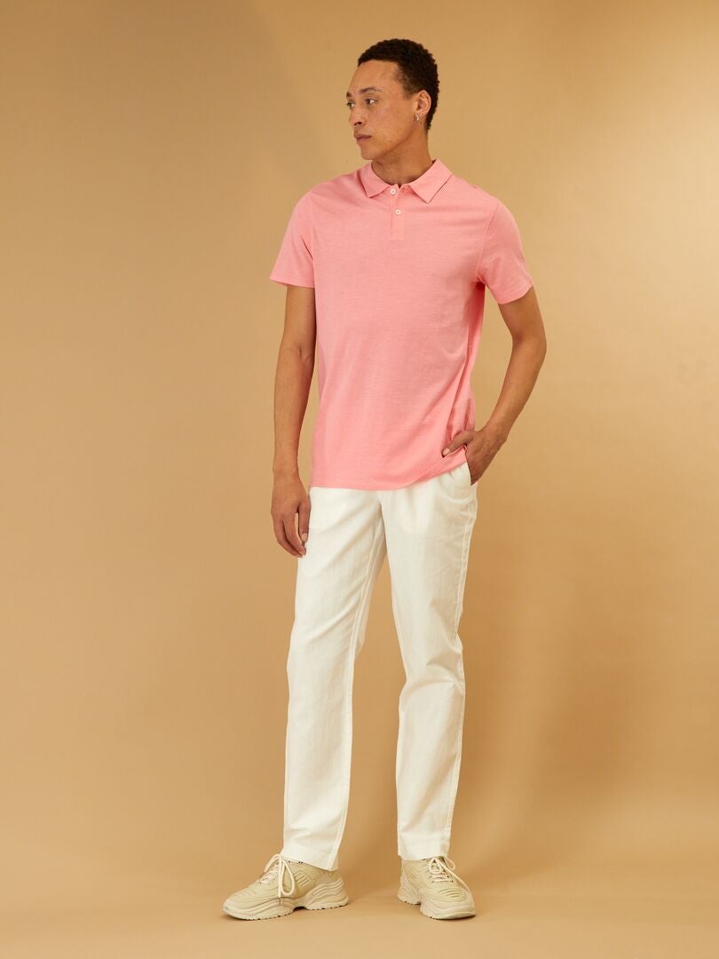 Pantalón chino liso con lino Blanco - Kiabi