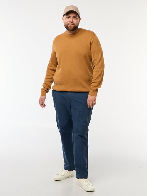 Pantalón chino liso de algodón elástico - Kiabi