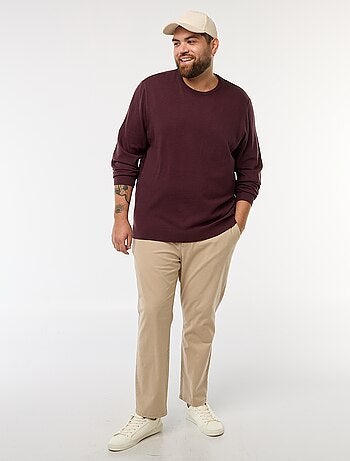 Pantalón chino liso de algodón elástico