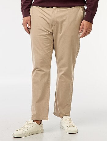 Pantalón chino liso de algodón elástico