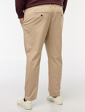 Pantalón chino liso de algodón elástico