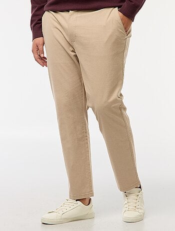 Pantalón chino liso de algodón elástico