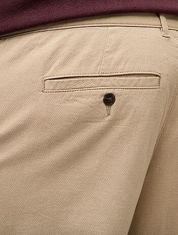 Pantalón chino liso de algodón elástico