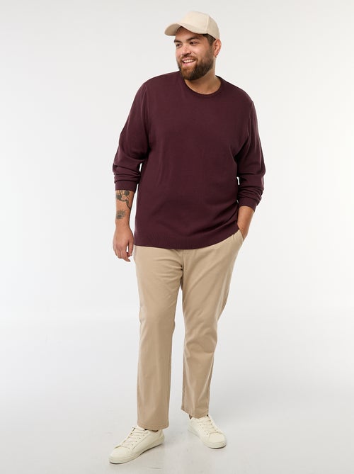 Pantalón chino liso de algodón elástico - Kiabi