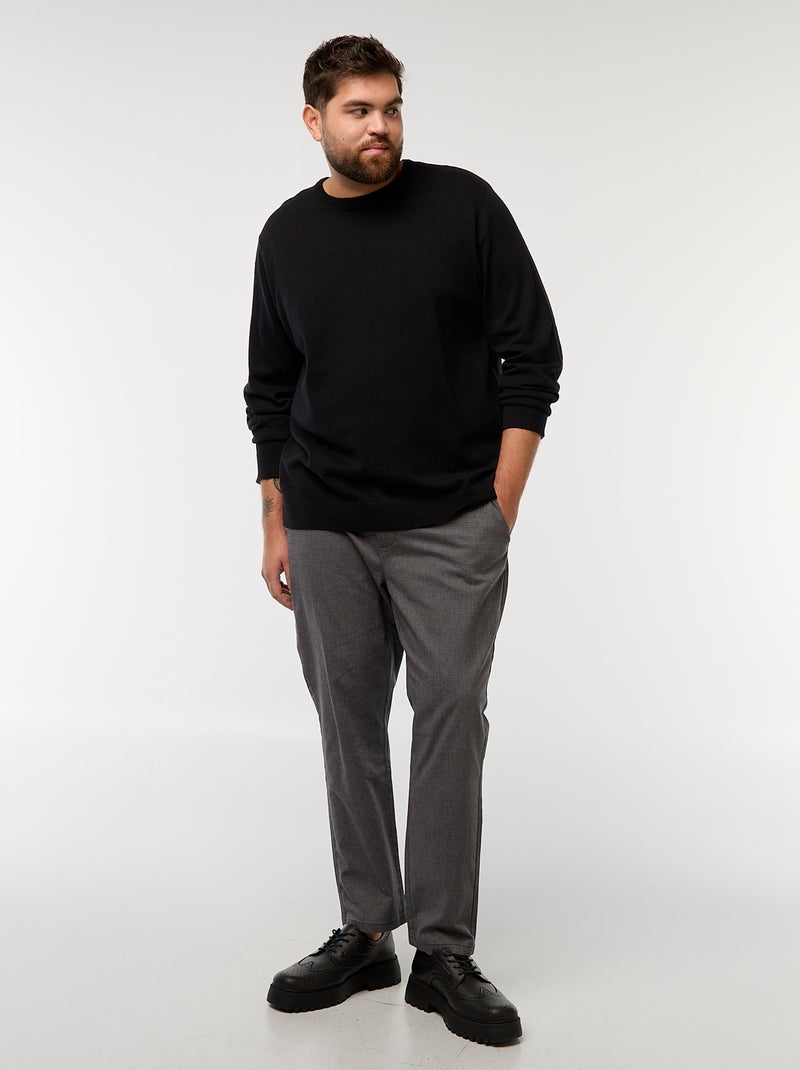 Pantalón chino liso de algodón elástico Gris - Kiabi