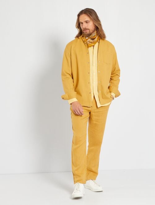 Pantalón chino liso de lino - BEIGE - Kiabi - 25.00€
