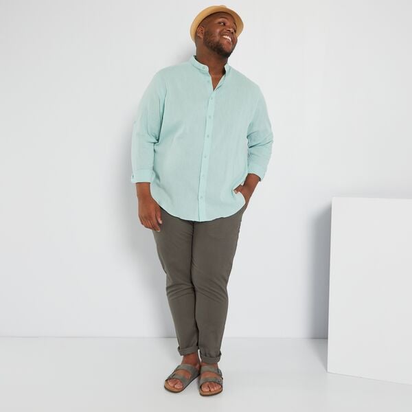 Pantalón chino liso de lino slim fit Tallas grandes hombre - KAKI - Kiabi -  22,00€