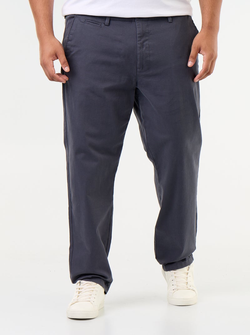 Pantalón chino liso de tiro estándar Azul - Kiabi