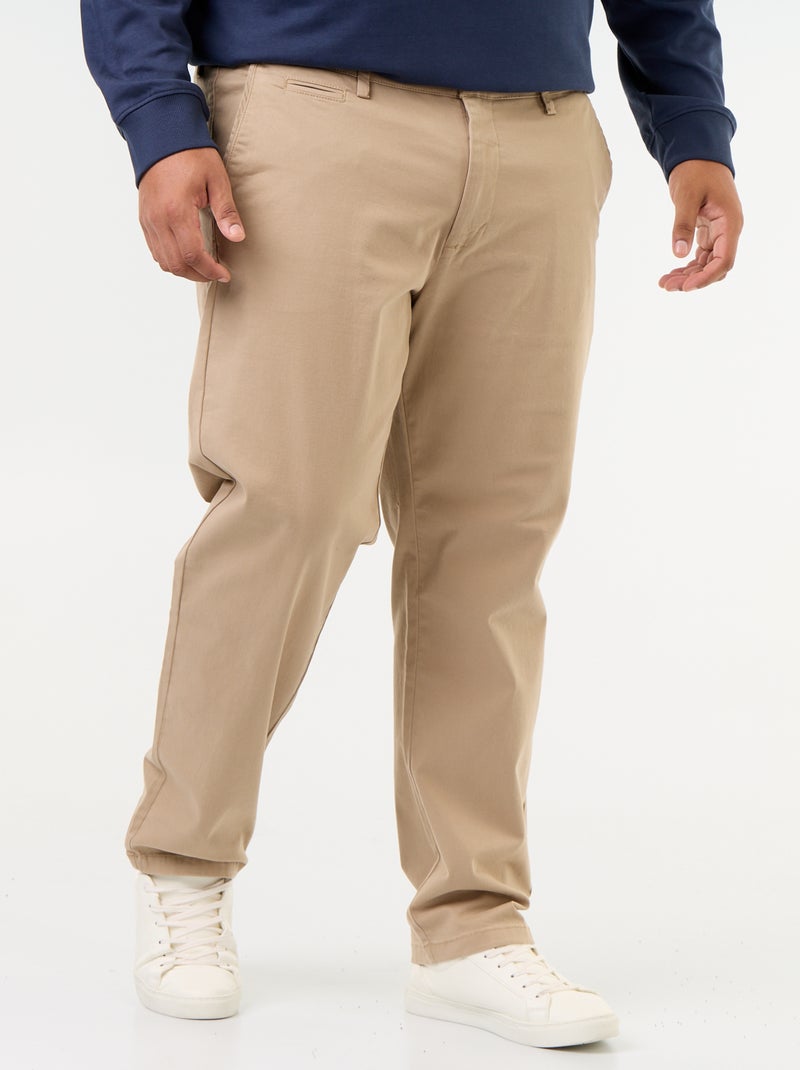 Pantalón chino liso de tiro estándar Beige - Kiabi