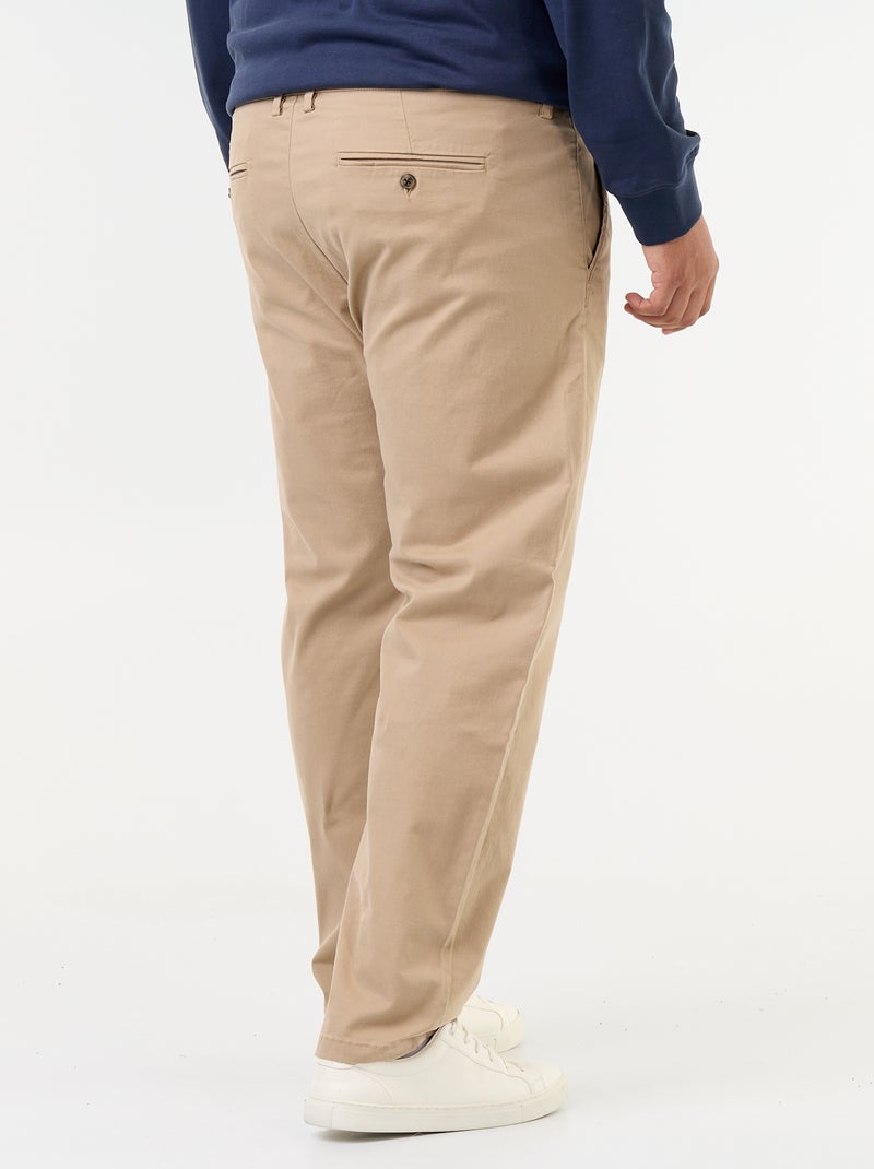 Pantalón chino liso de tiro estándar Beige - Kiabi