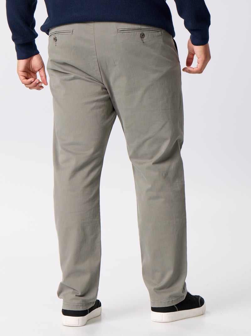 Pantalón chino liso de tiro estándar Caqui - Kiabi