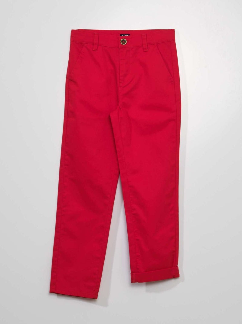 Pantalón chino liso rojo - Kiabi