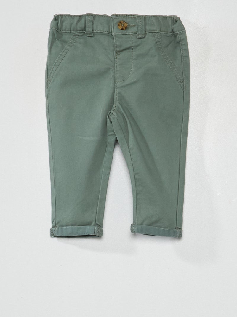 Pantalón chino liso VERDE - Kiabi