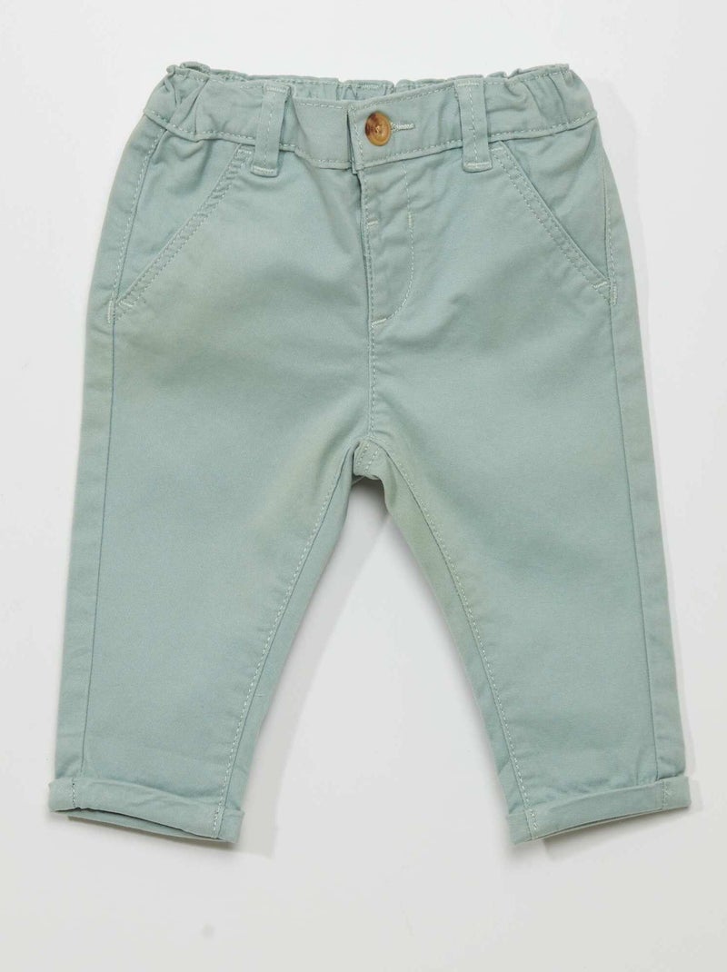 Pantalón chino liso VERDE - Kiabi