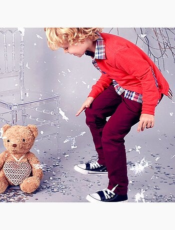 Pantalón chino para niño | Algodón rojo burdeos | SAINCLAIR