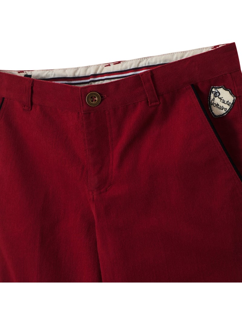 Pantalón chino para niño | Algodón rojo burdeos | SAINCLAIR Burdeos - Kiabi
