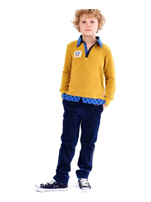 Pantalón chino para niño | Terciopelo azul marino | SAINCLAIR - Kiabi