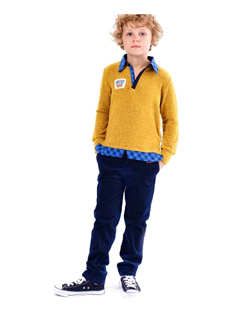 Pantalón chino para niño | Terciopelo azul marino | SAINCLAIR Azul - Kiabi