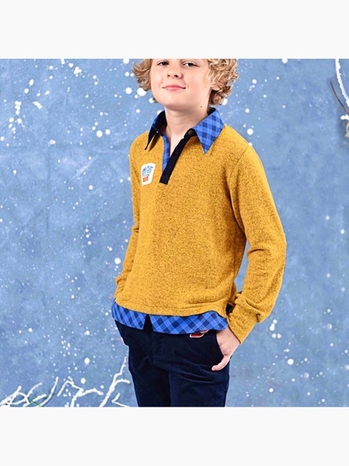 Pantalón chino para niño | Terciopelo azul marino | SAINCLAIR - Kiabi