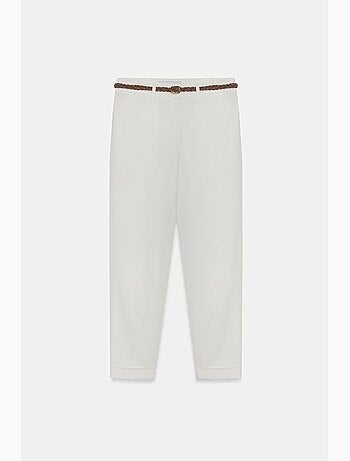 Pantalón chino recto con cinturón gabardina dilvin