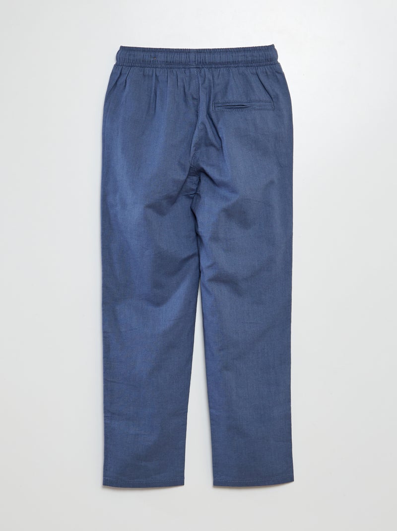 Pantalón chino recto con cordón AZUL - Kiabi