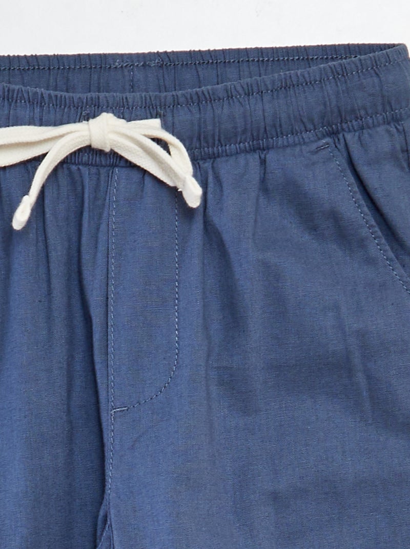 Pantalón chino recto con cordón AZUL - Kiabi